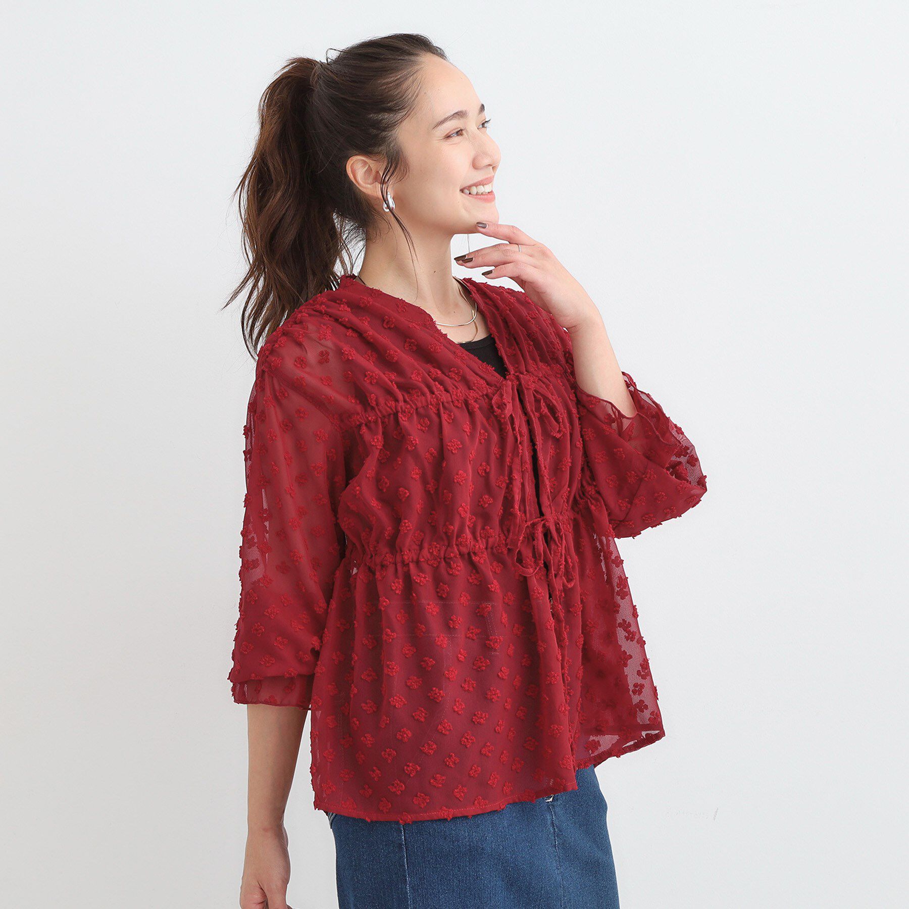 SHOO･LA･RUE「華やかにさをプラスする シアードビー シャーリングブラウス」|シャツ・ブラウス|