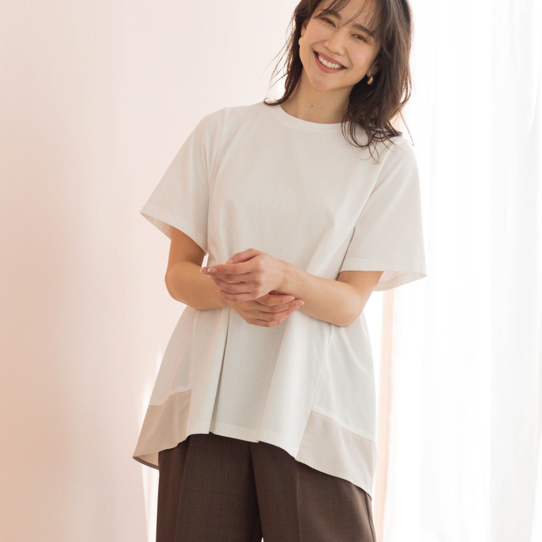 SHOO･LA･RUE「バックギャザーペプラムTシャツ」|Tシャツ・カットソー|