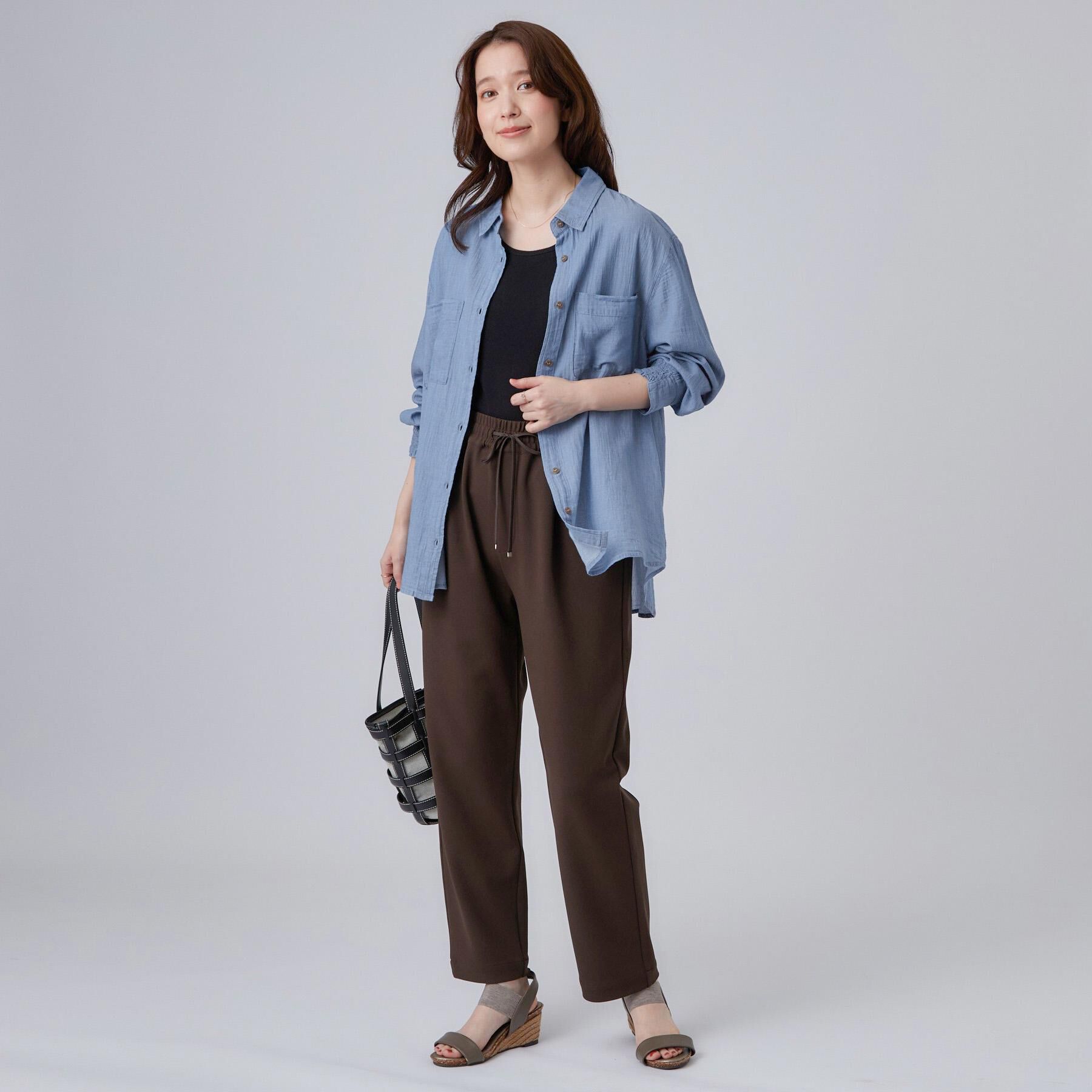SHOO･LA･RUE「【綿100%/UV/S-LL/体型カバー】優しく透ける 柔らかシアーデニムシャツ」|シャツ・ブラウス|