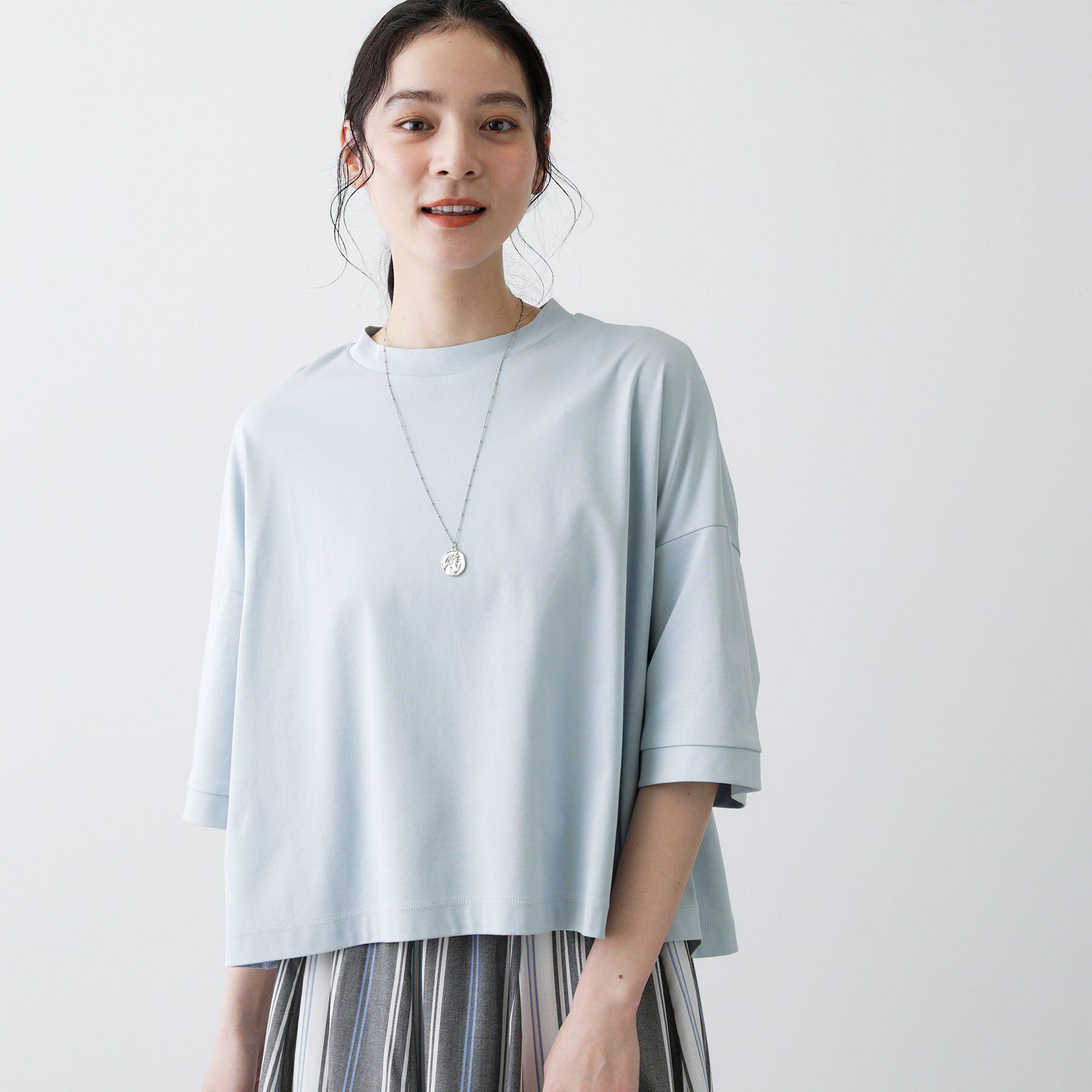 Dessin「【体型カバー】美光沢カットソーボクシーシルエット」|Tシャツ・カットソー|