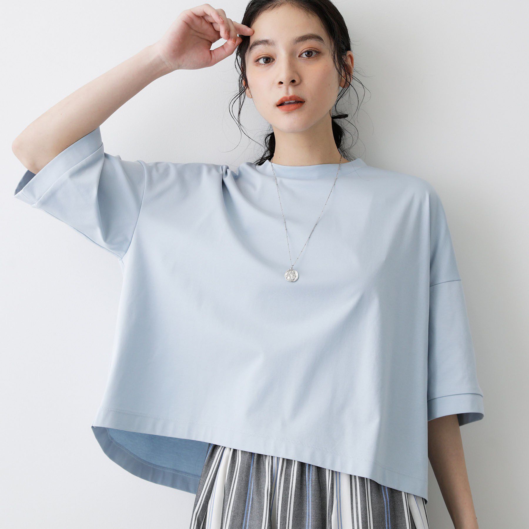 Dessin「【体型カバー】美光沢カットソーボクシーシルエット」|Tシャツ・カットソー|