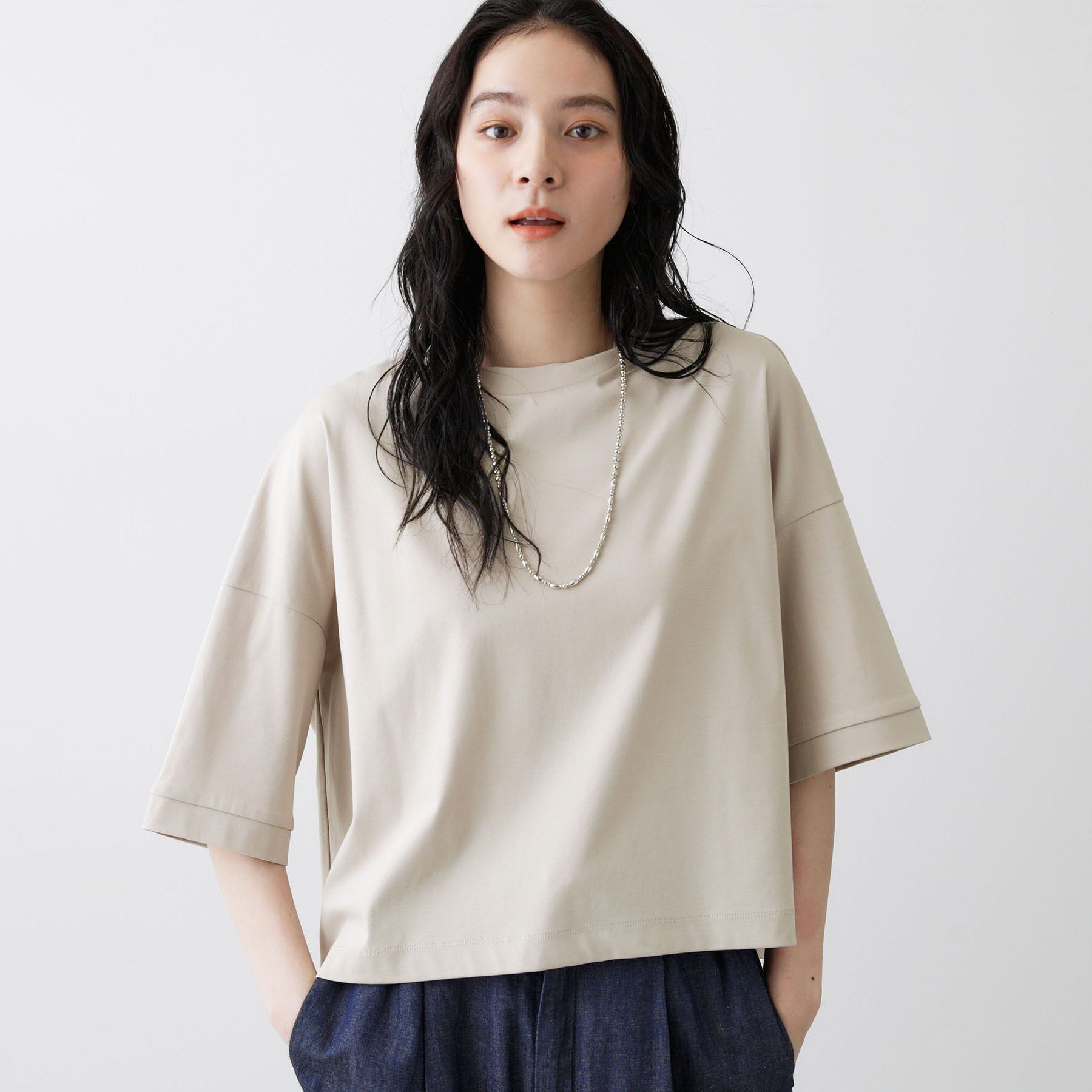 Dessin「【体型カバー】美光沢カットソーボクシーシルエット」|Tシャツ・カットソー|