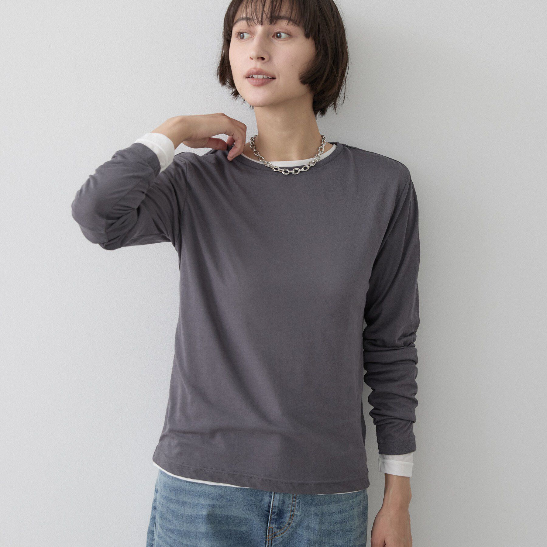 Dessin「クルーネックシアーロングTシャツ」|Tシャツ・カットソー|