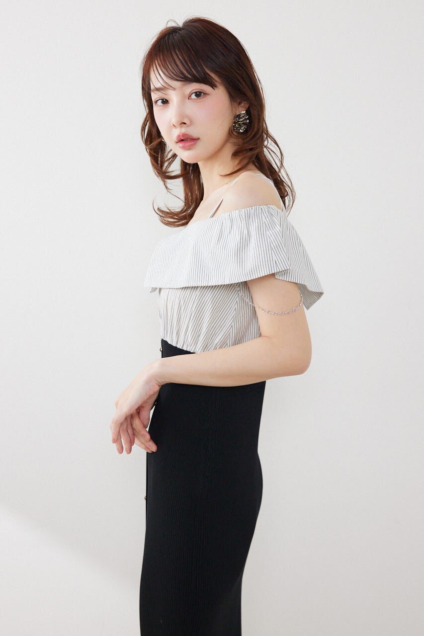 rienda「2WAYフロントジップビッグカラータイトニットワンピース」|ワンピース|