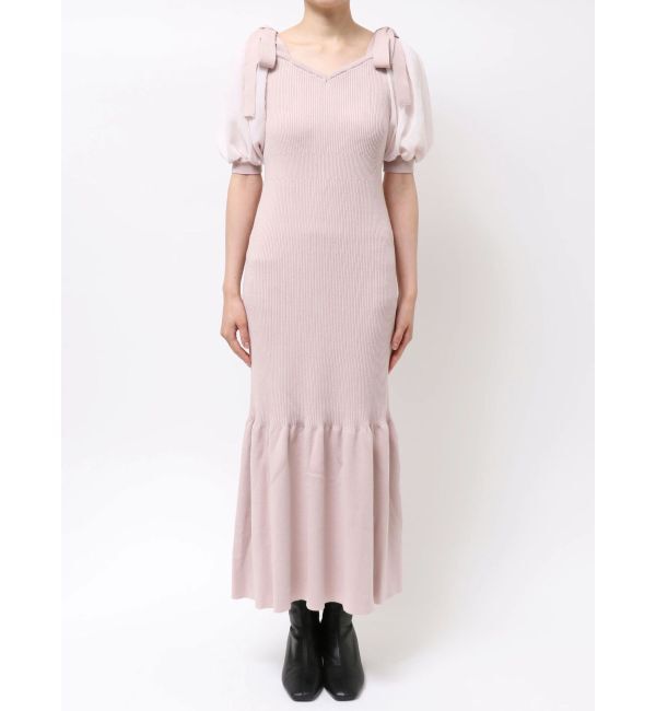 dazzlin「【WEB限定】シフォンスリーブリブニットワンピース」|ワンピース|