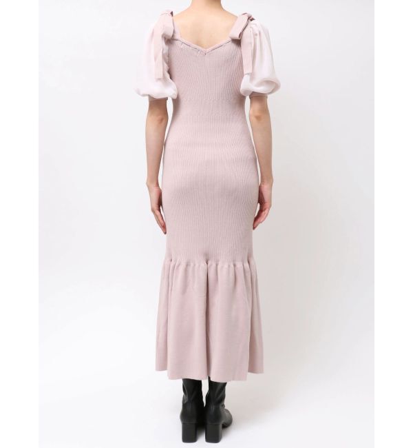 dazzlin「【WEB限定】シフォンスリーブリブニットワンピース」|ワンピース|