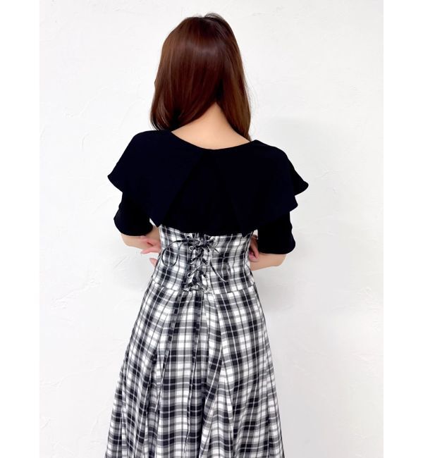 dazzlin「ビッグカラーチェックコルセットワンピース」|ワンピース|
