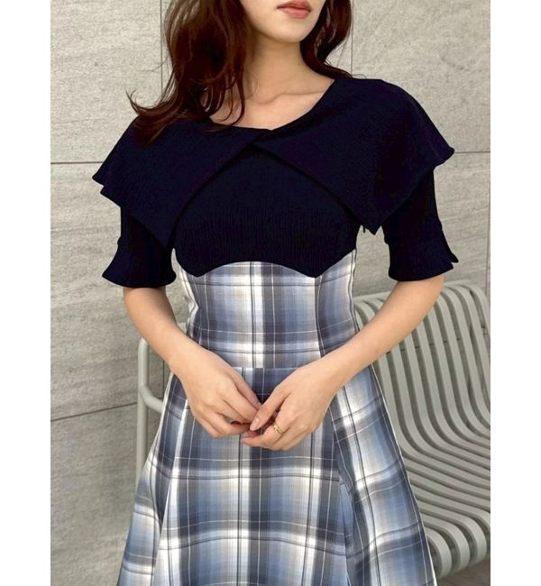dazzlin「ビッグカラーチェックコルセットワンピース」|ワンピース|