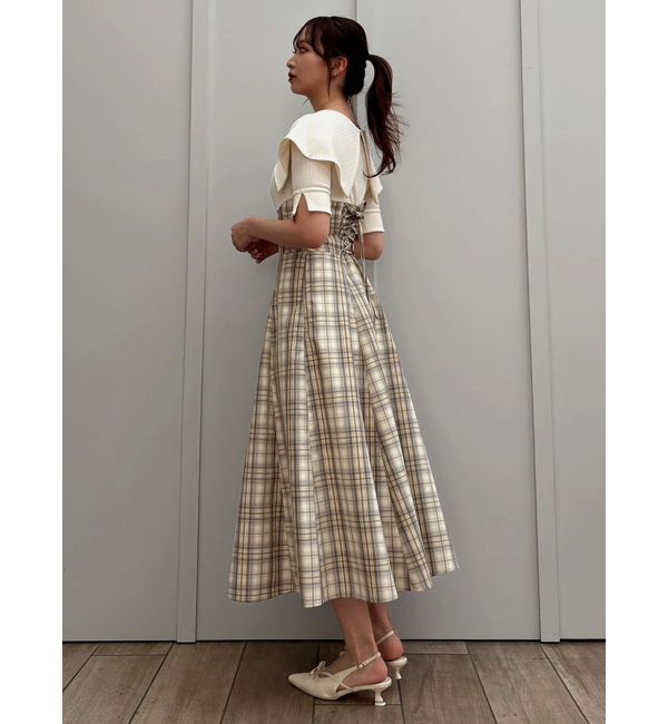 dazzlin「ビッグカラーチェックコルセットワンピース」|ワンピース|
