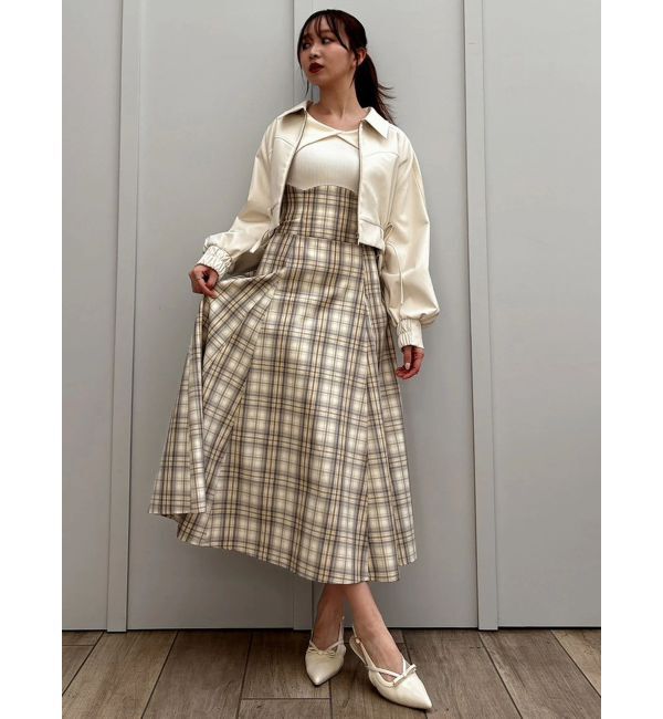 dazzlin「ビッグカラーチェックコルセットワンピース」|ワンピース|