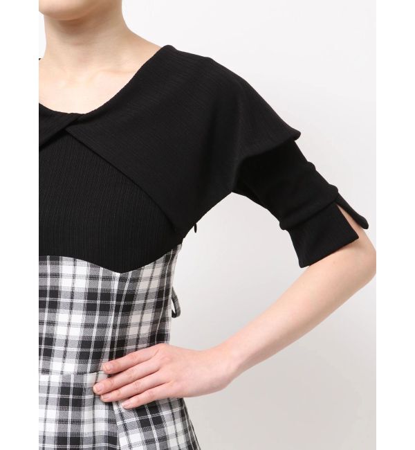 dazzlin「ビッグカラーチェックコルセットワンピース」|ワンピース|