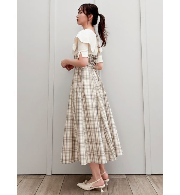 dazzlin「ビッグカラーチェックコルセットワンピース」|ワンピース|
