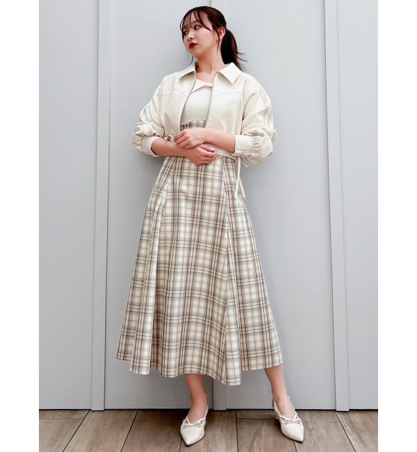 dazzlin「ビッグカラーチェックコルセットワンピース」|ワンピース|
