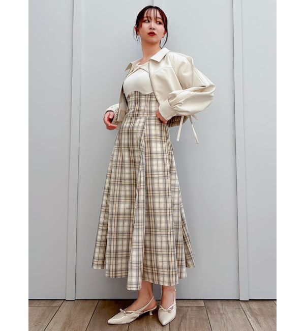 dazzlin「ビッグカラーチェックコルセットワンピース」|ワンピース|