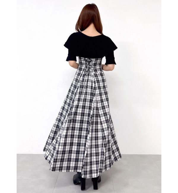 dazzlin「ビッグカラーチェックコルセットワンピース」|ワンピース|