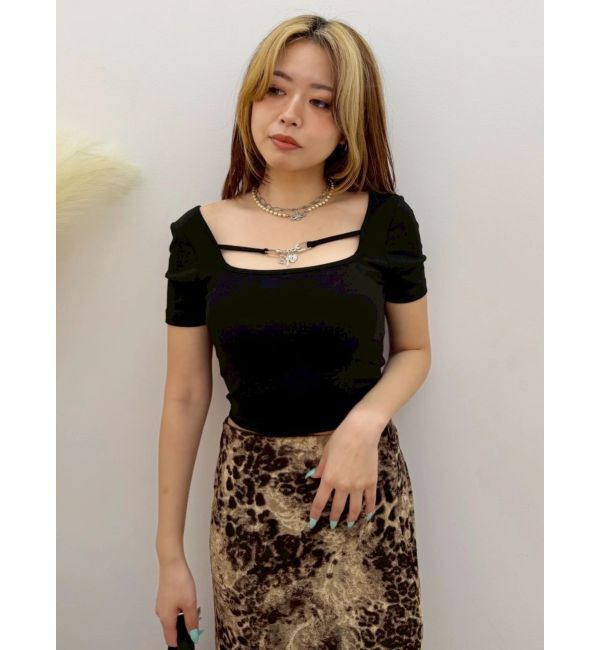 EVRIS「チェーンモチーフストラップトップス」|Tシャツ・カットソー|