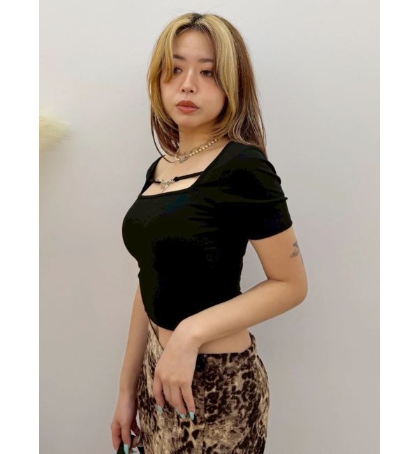 EVRIS「チェーンモチーフストラップトップス」|Tシャツ・カットソー|