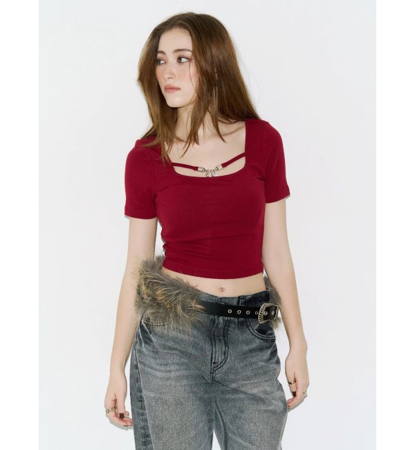 EVRIS「チェーンモチーフストラップトップス」|Tシャツ・カットソー|