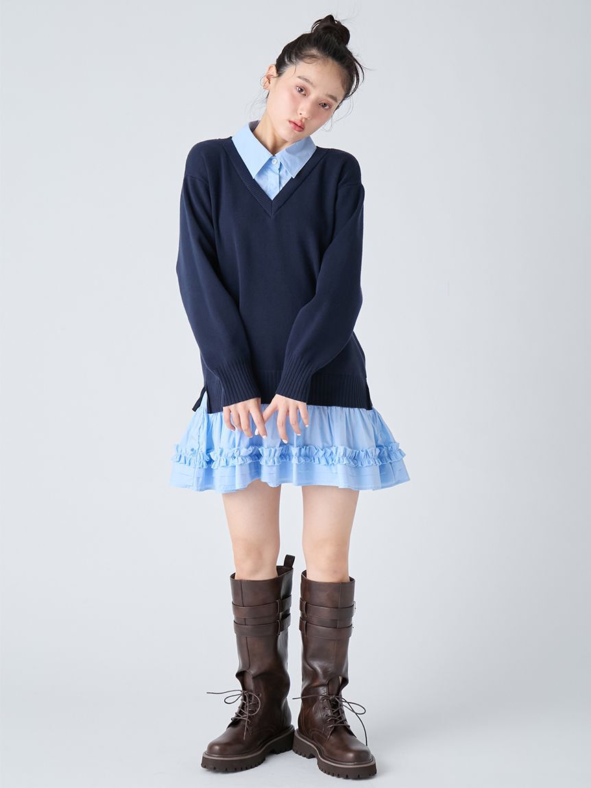 LILY BROWN「シャツドッキングミニワンピース」|ワンピース|
