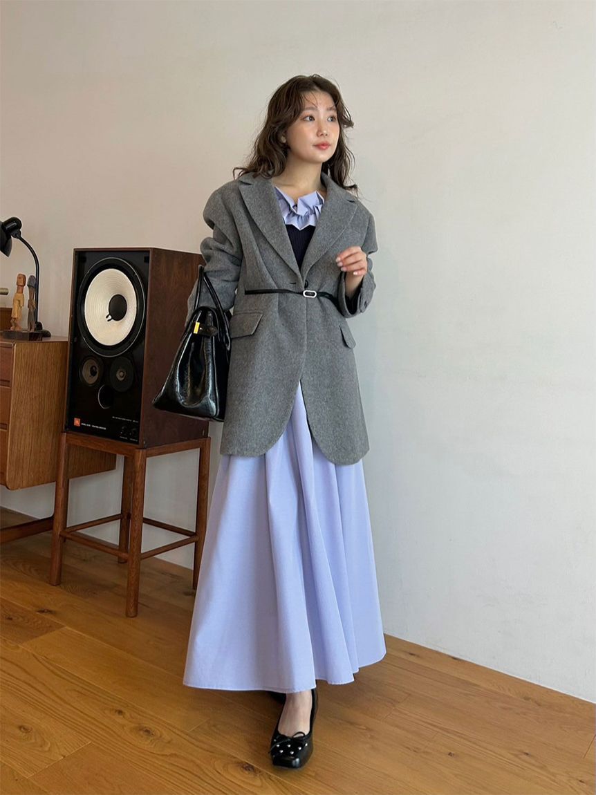 LILY BROWN「【新色追加】フリルカラーニットコンビワンピース」|ワンピース|