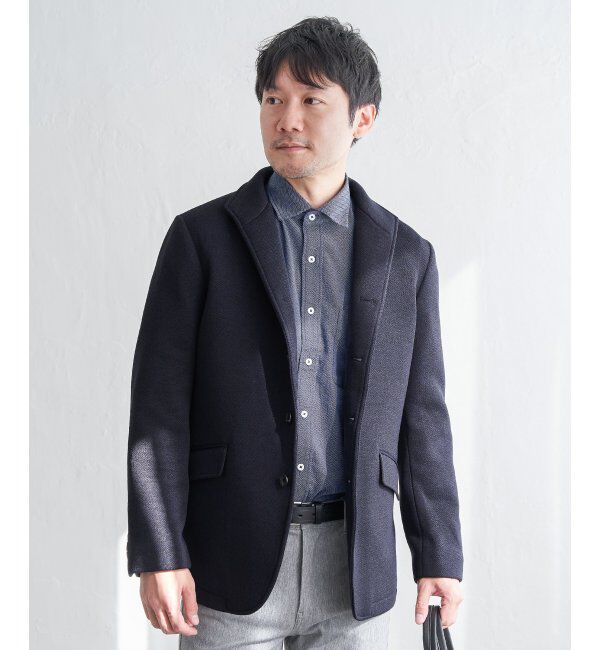 IKKA LOUNGE「ウールライクニットスタンンドジャケット」|その他|ネイビーブルー