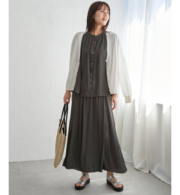 ikka「【セットアップ対応】カッセンギャザーフレンチ袖ブラウス」|シャツ・ブラウス|