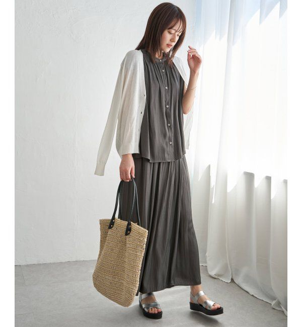 ikka「【セットアップ対応】カッセンギャザーフレンチ袖ブラウス」|シャツ・ブラウス|
