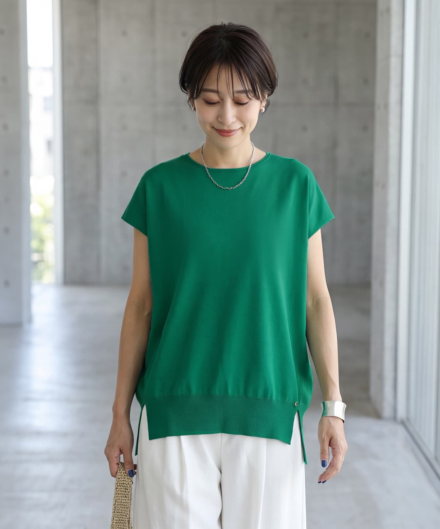 STYLE DELI「【selection】ハリ感スムースフレンチプルオーバー」|Tシャツ・カットソー|グリーン