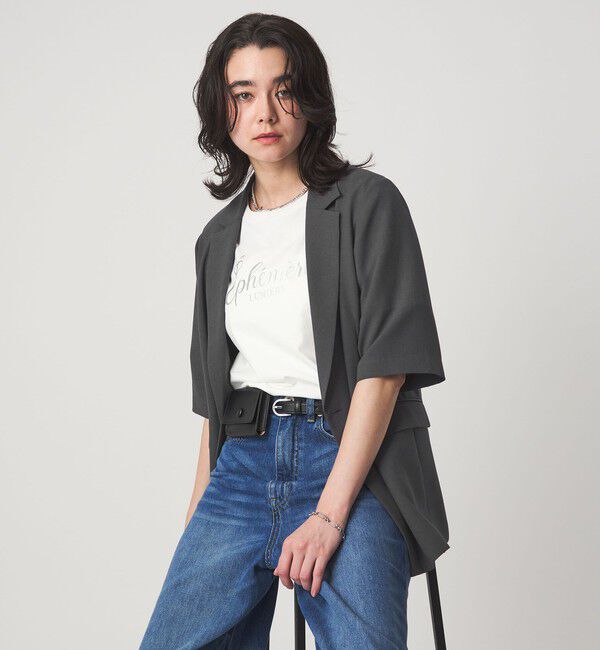 UNITED ARROWS green label relaxing「エアシカル ハーフスリーブ ジャケット  マシンウォッシャブル 接触冷感 通気性」|テーラードジャケット|