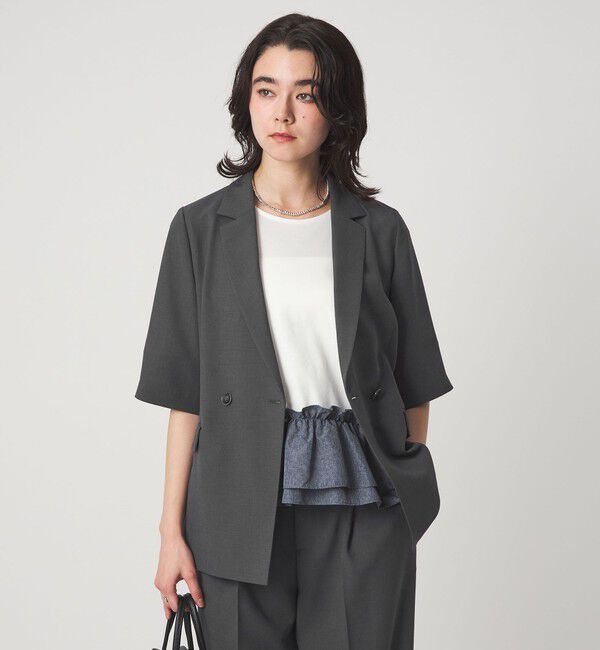 UNITED ARROWS green label relaxing「エアシカル ハーフスリーブ ジャケット  マシンウォッシャブル 接触冷感 通気性」|テーラードジャケット|