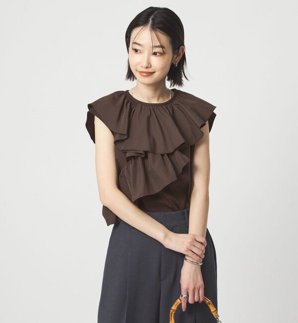 UNITED ARROWS green label relaxing「ランダム フリル ドッキング カットソー 接触冷感」|Tシャツ・カットソー|