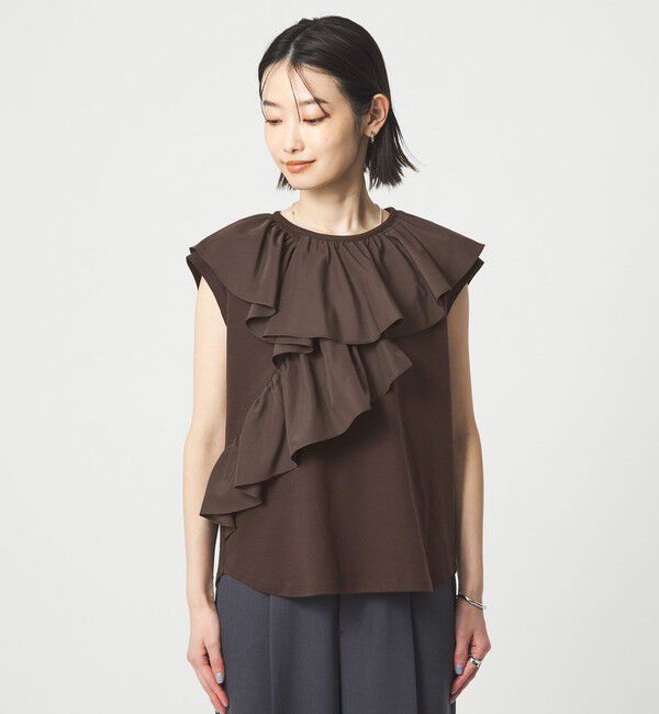 UNITED ARROWS green label relaxing「ランダム フリル ドッキング カットソー 接触冷感」|Tシャツ・カットソー|