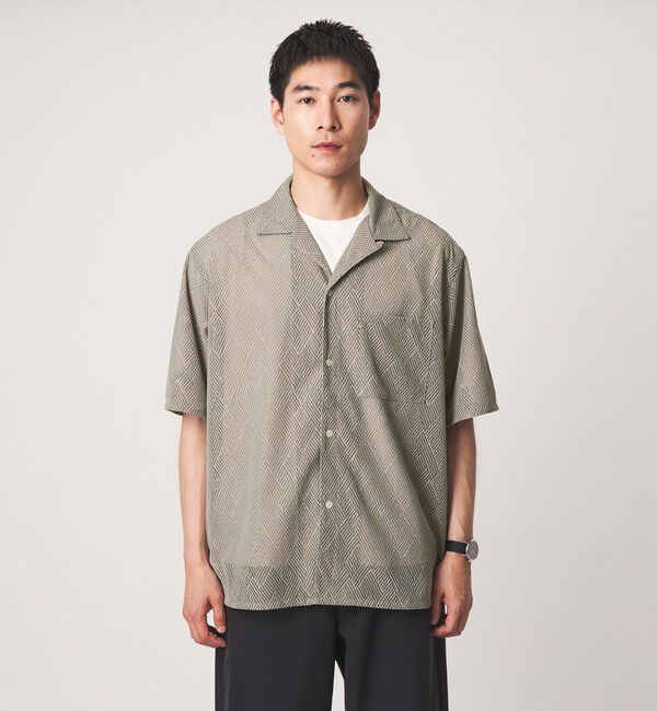 UNITED ARROWS green label relaxing「ダイヤ ヘリンボーン メッシュ オープンカラー 半袖 シャツ」|シャツ・ブラウス|