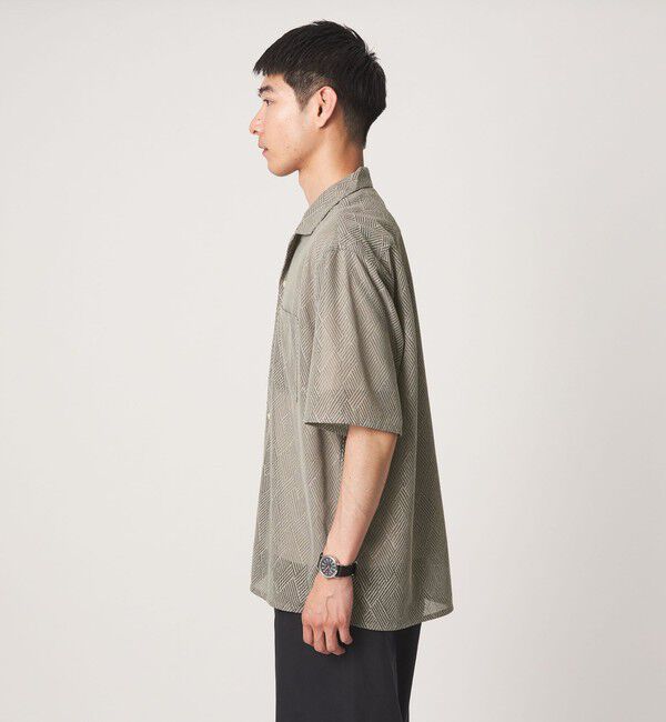 UNITED ARROWS green label relaxing「ダイヤ ヘリンボーン メッシュ オープンカラー 半袖 シャツ」|シャツ・ブラウス|