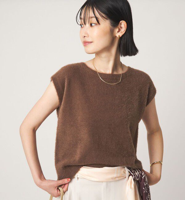 UNITED ARROWS green label relaxing「フラッフフェザー 2WAY フレンチスリーブ ニット」|ニット・セーター|
