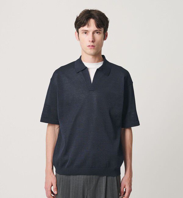BEAUTY&YOUTH UNITED ARROWS「シャイン ギマ スキッパー ポロニット ウォッシャブル」|ニット・セーター|
