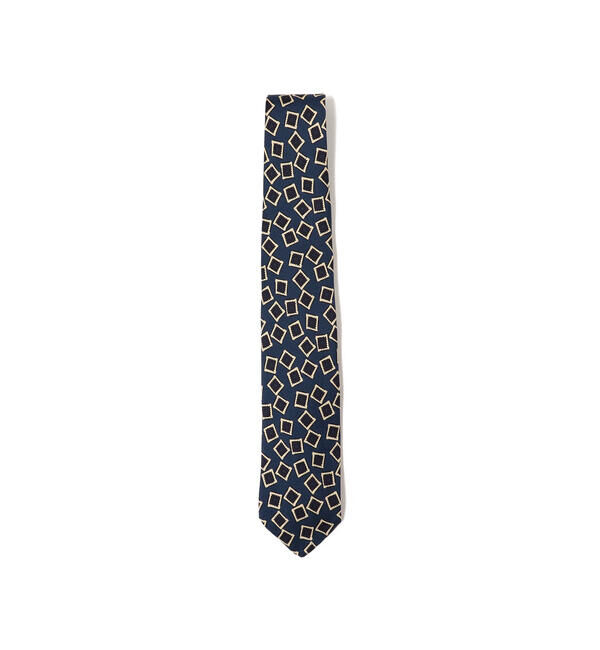 BEAMS PLUS「BEAMS PLUS / シルク スクエアパターン プリント タイ」|ネクタイ・蝶ネクタイ|NAVY