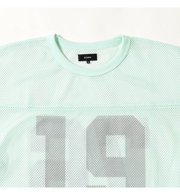 BEAMS「メッシュ プリント Tシャツ【ワイドショートフィット】」|Tシャツ・カットソー|