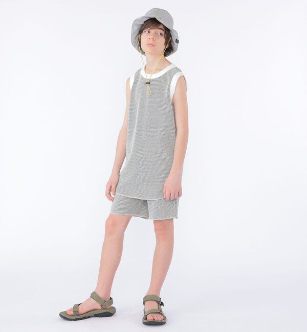 SHIPS KIDS「MOUN TEN.:160cm / バイカラー ワッフル タンクトップ」|タンクトップ|