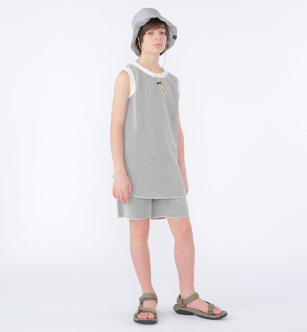 SHIPS KIDS「MOUN TEN.:160cm / バイカラー ワッフル タンクトップ」|タンクトップ|