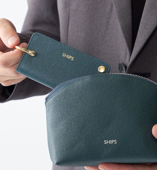 SHIPS「【WEB限定】SHIPS:【SAFFIANO LEATHER】ラウンド ジップ ポーチ」|ポーチ|