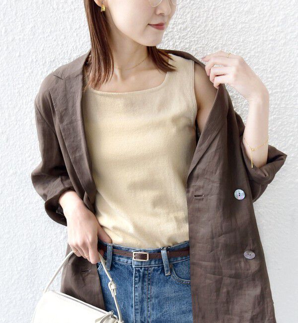 SHIPS for women「〈手洗い可能〉ラメ 2WAY ノースリーブ プルオーバー」|タンクトップ|