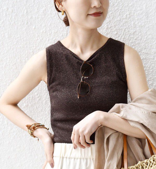 SHIPS for women「〈手洗い可能〉ラメ 2WAY ノースリーブ プルオーバー」|タンクトップ|