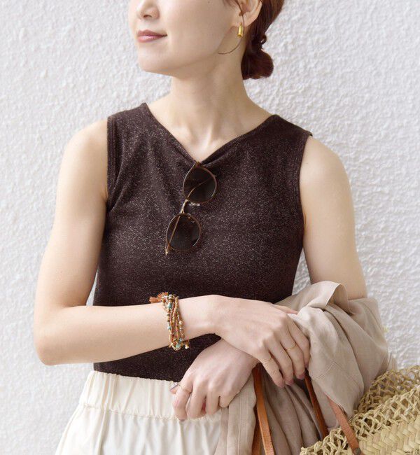SHIPS for women「〈手洗い可能〉ラメ 2WAY ノースリーブ プルオーバー」|タンクトップ|