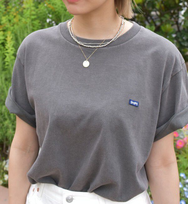 SHIPS「【WEB限定】SHIPS: マイクロ ワッペン フェード Tシャツ」|Tシャツ・カットソー|チャコールグレー