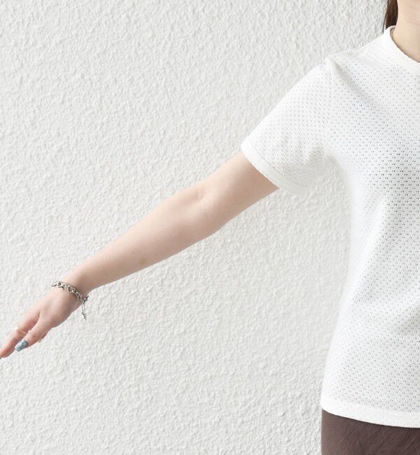 SHIPS any「SHIPS any:〈洗濯機可能〉透かし レース 半袖 クルーネック Tシャツ」|Tシャツ・カットソー|