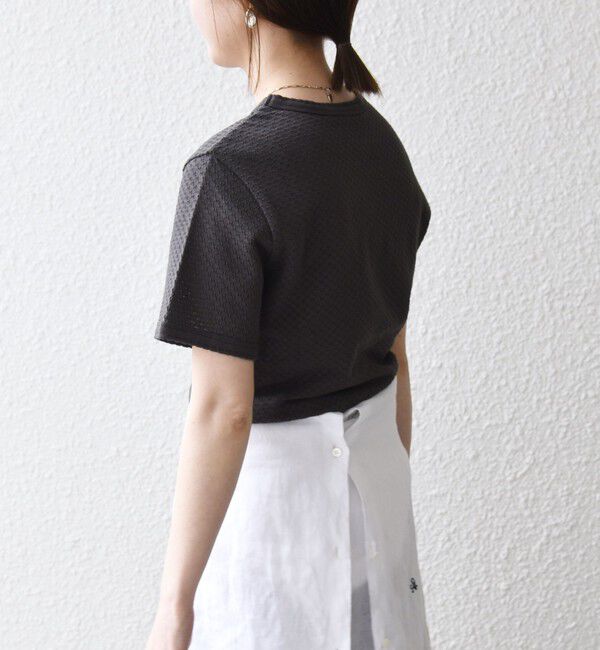SHIPS any「SHIPS any:〈洗濯機可能〉透かし レース 半袖 クルーネック Tシャツ」|Tシャツ・カットソー|