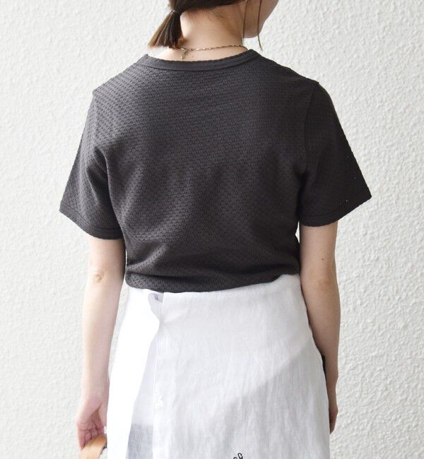 SHIPS any「SHIPS any:〈洗濯機可能〉透かし レース 半袖 クルーネック Tシャツ」|Tシャツ・カットソー|