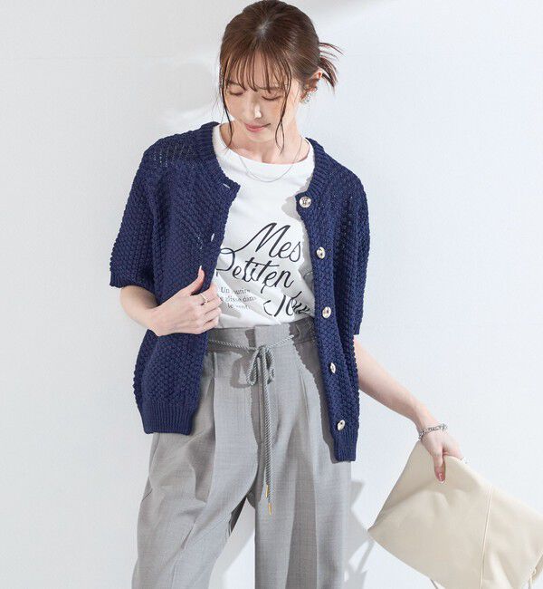 SHIPS Colors 「SHIPS Colors:〈手洗い可能〉リンクス ステッチ 5分袖 ニット ジャケット◇」|カーディガン|