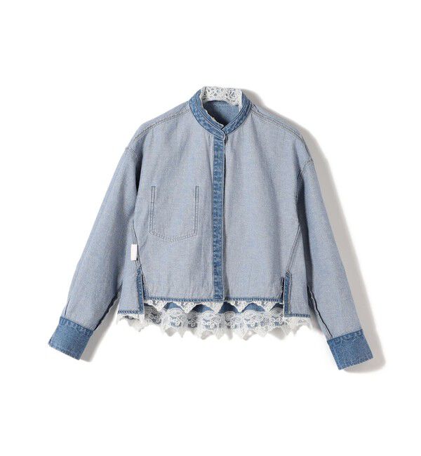 SHIPS for women「《予約》【WEB限定】〈手洗い可能〉ライトオンス レース コンビ デニム ロングスリーブ シャツ」|シャツ・ブラウス|